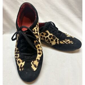 Women's Cole Haan Bria Leopard Print Casual Sneakers Size 7.5B NikeAir Calf Hair